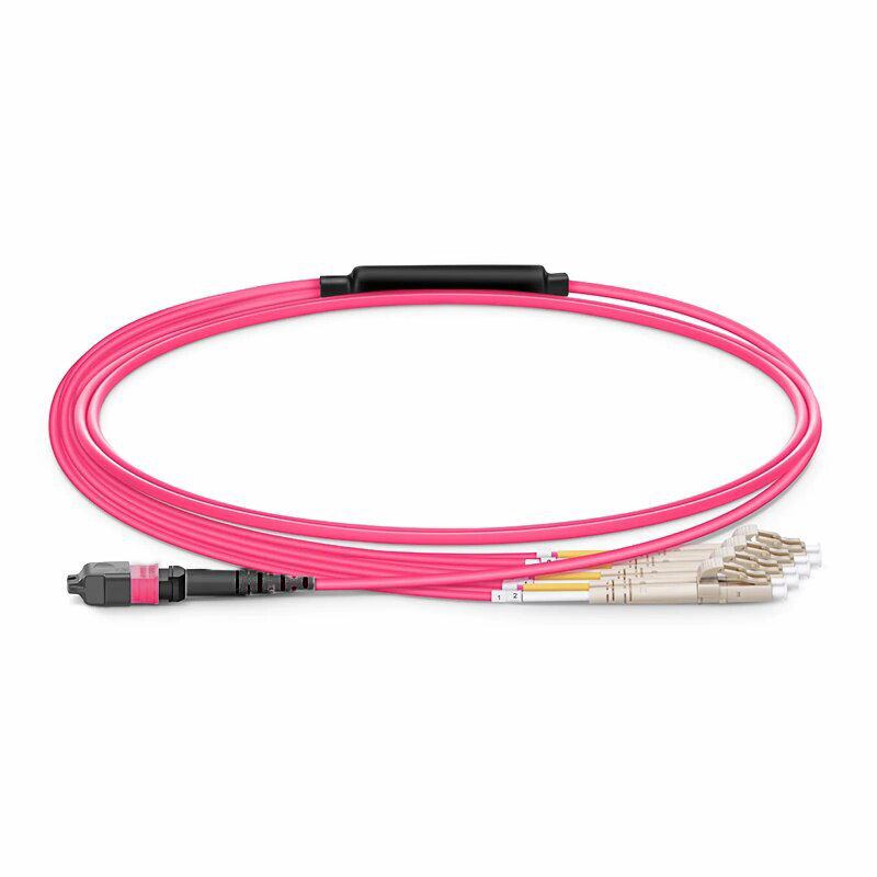 8F MTP® Harness Cable UPC(Female)-4 LC UPC(Female) OM3 0.6dB Max PVC Rose Pink Jacket
